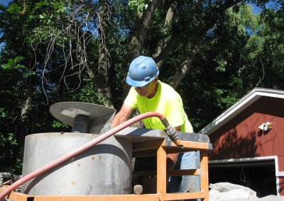 Our grouting machine quickly mixes and transfers the grout into the abandoned well.